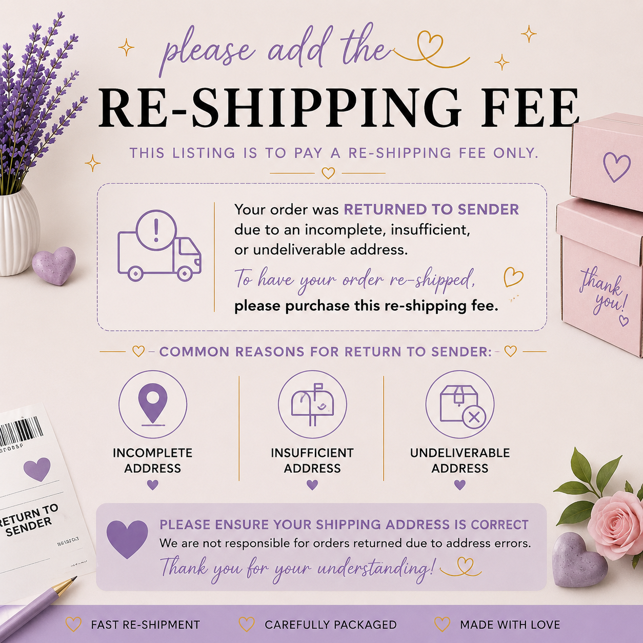 Re-Shipping Fee